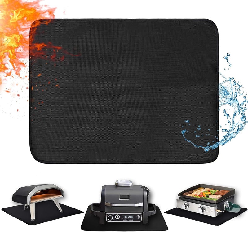 Amerbro 25 x 19.5in Heat Resistant Grill Mats for Outdoor Grill to Protect Your Prep Table and Outdoor Grill Table - Fire Proof & Water Proof & Oil Proof BBQ Mat - Black (0.6mm) - Image 1